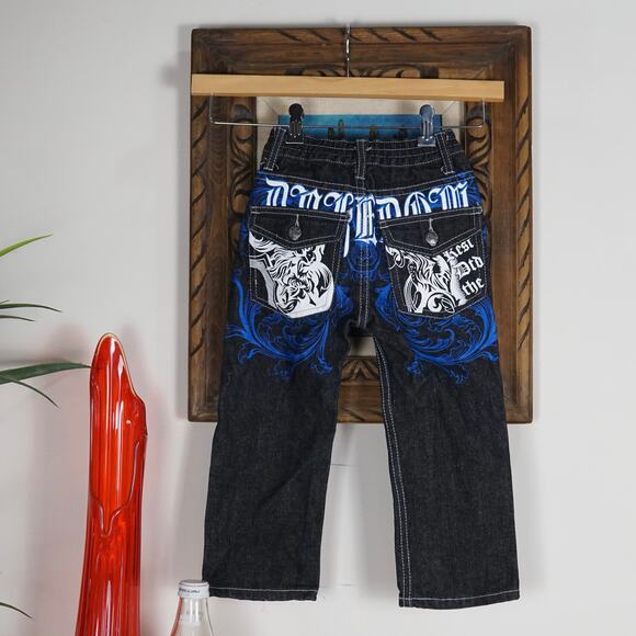 Y2k Chams black denim graphic jeans 4T - Picture 1 of 5